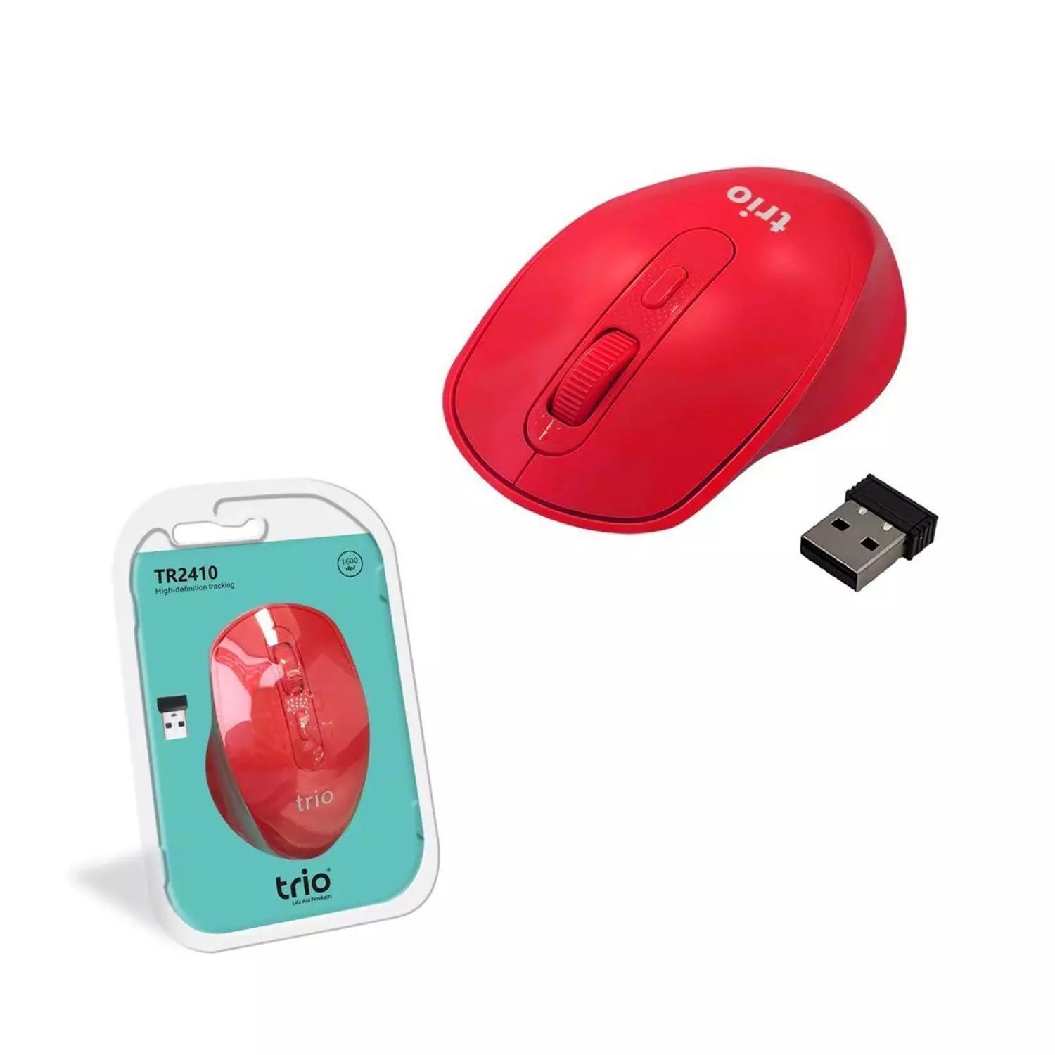 TRİO TR2410 Kırmızı Kablosuz Mouse – 2-4GHz, 1600 DPI, Sessiz, USB Nano Alıcılı
